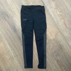 Under Armour girls yoga pants. Size S. Color black with  grayish inlay on legs.